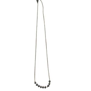 Necklace Gold and black beads on Gold chain dainty 7.5" to middle
